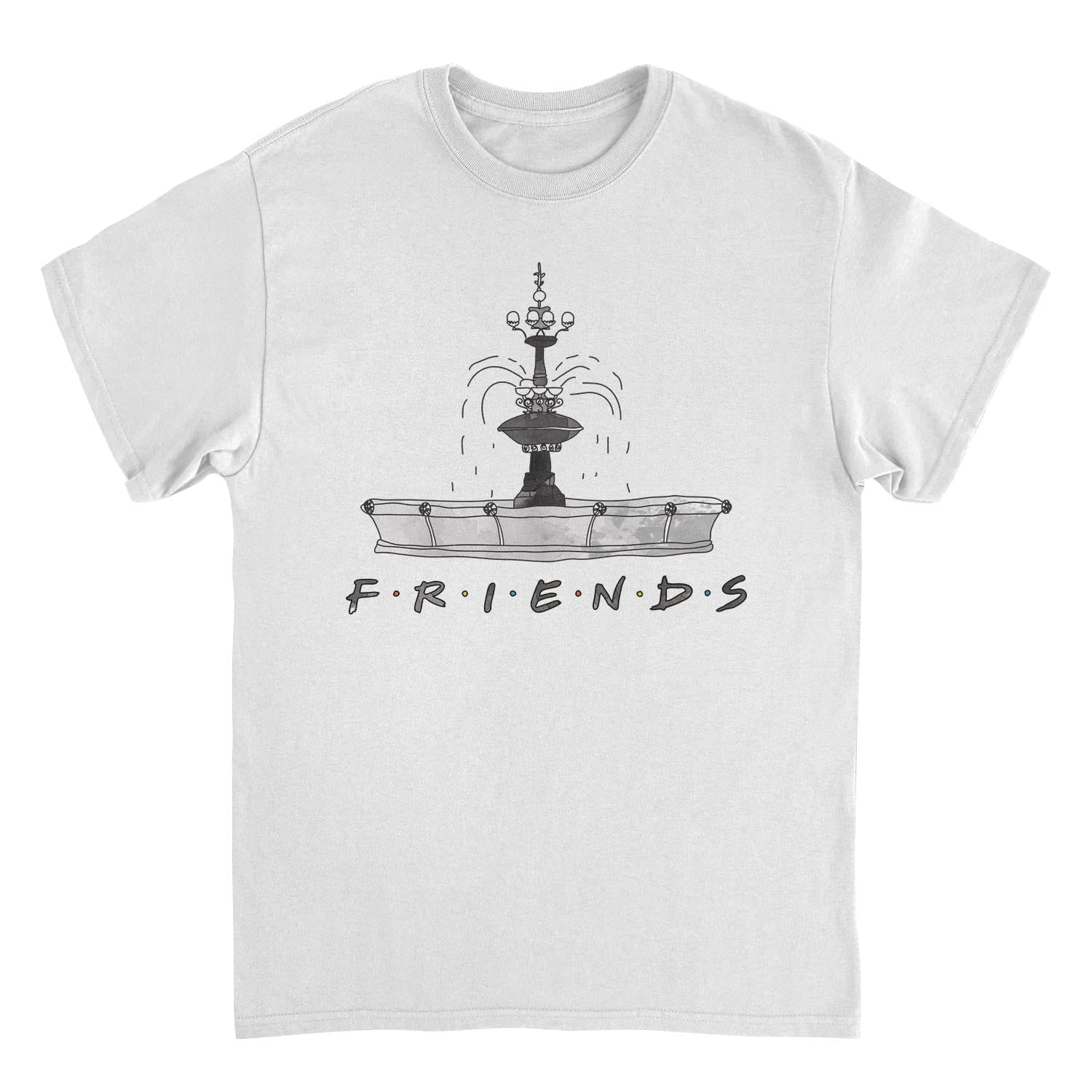 Friends Fountain Sketch White T-Shirt