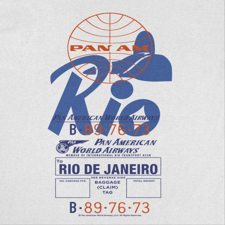 Pan Am Retro Rio De Janeiro Luggage Tag White T-Shirt