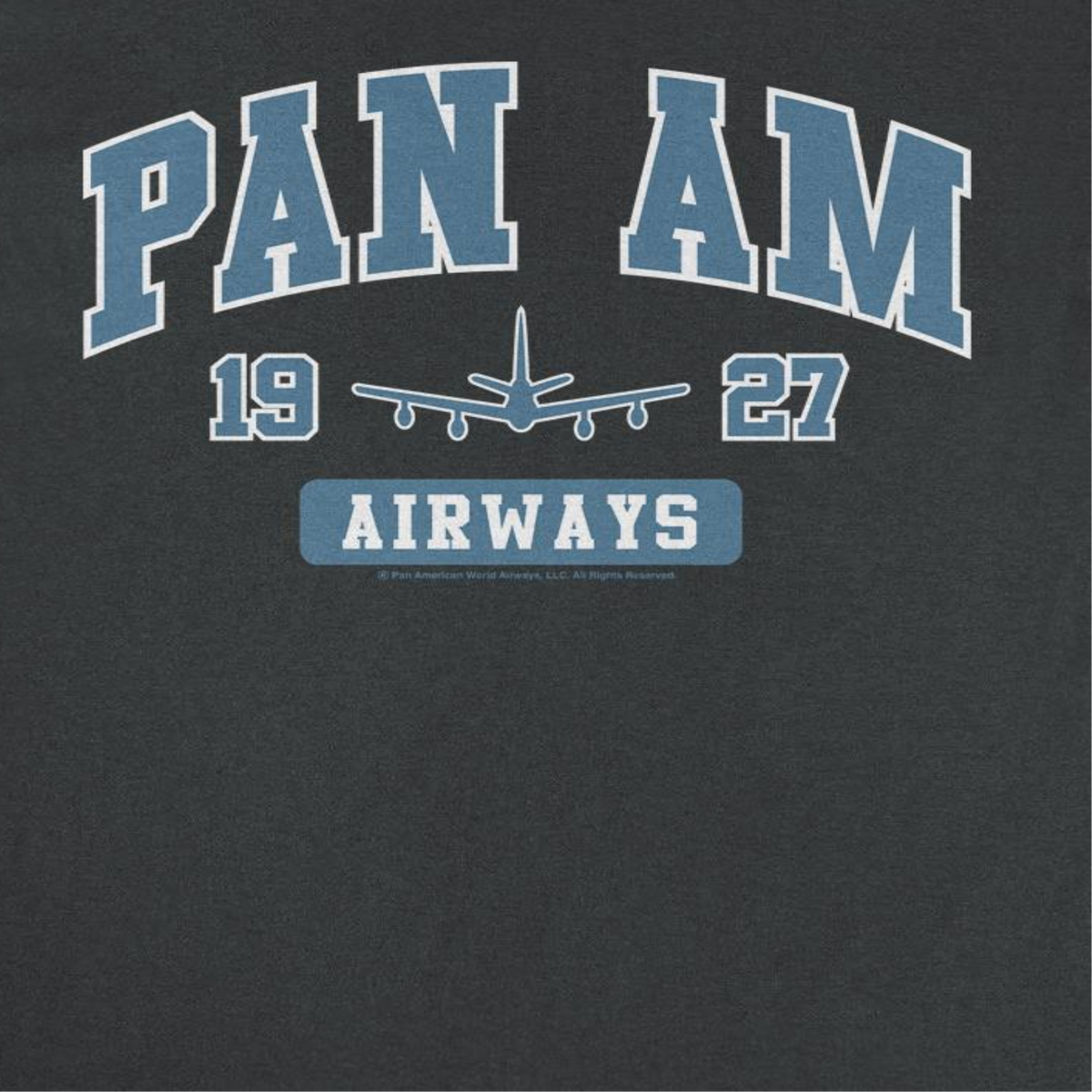 Pan Am Airways 1927 College Sports Text Black T-Shirt