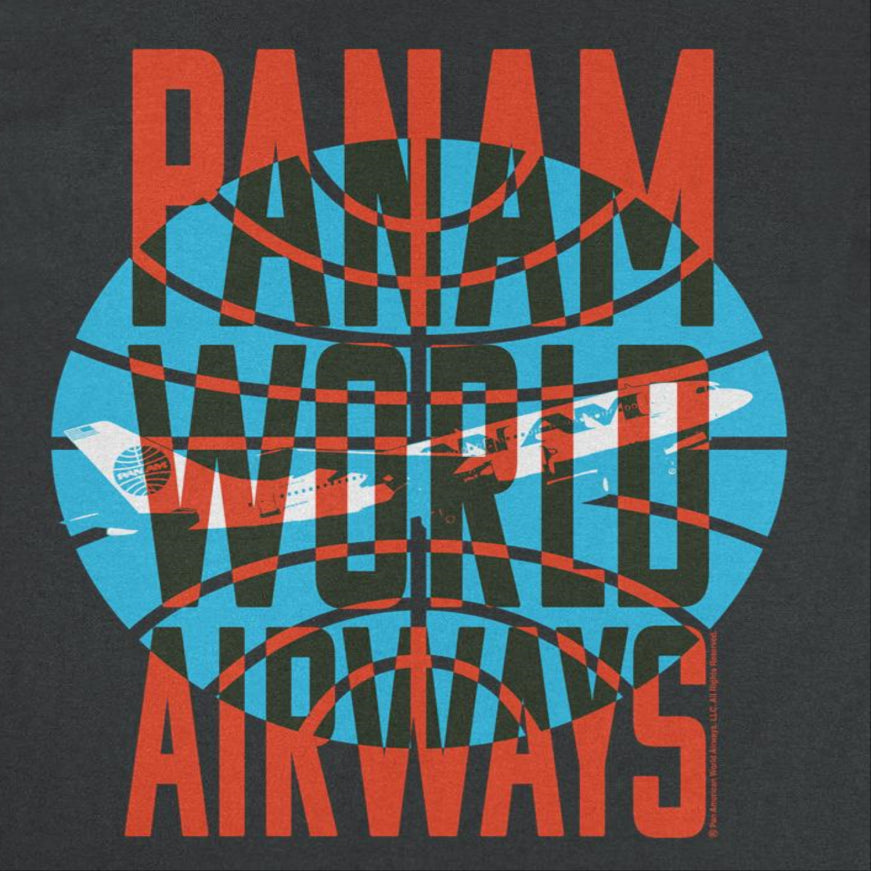 Pan Am World Airways Plane Take Off Logo Black T-Shirt