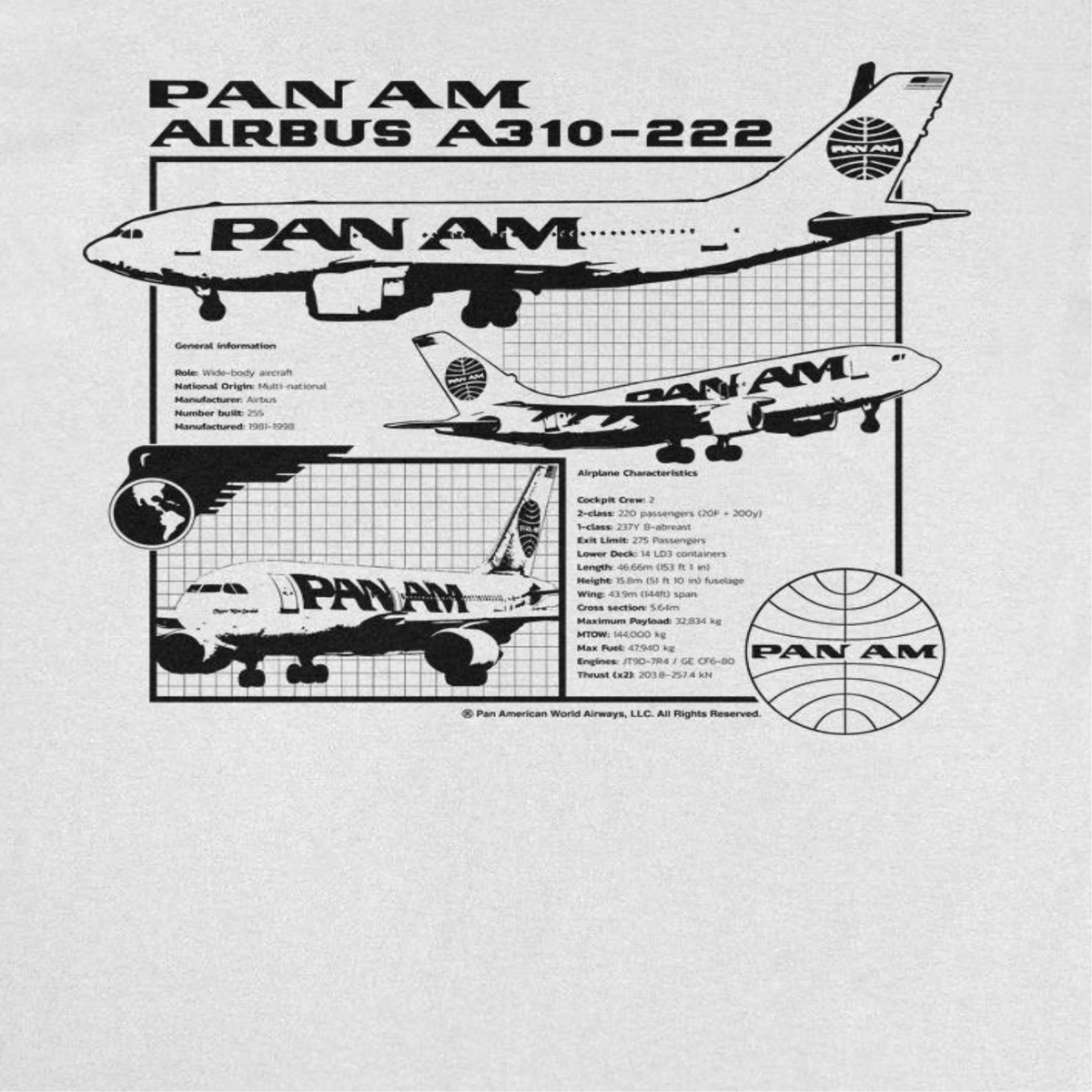 Pan Am Airplane Info and Characteristics White T-Shirt