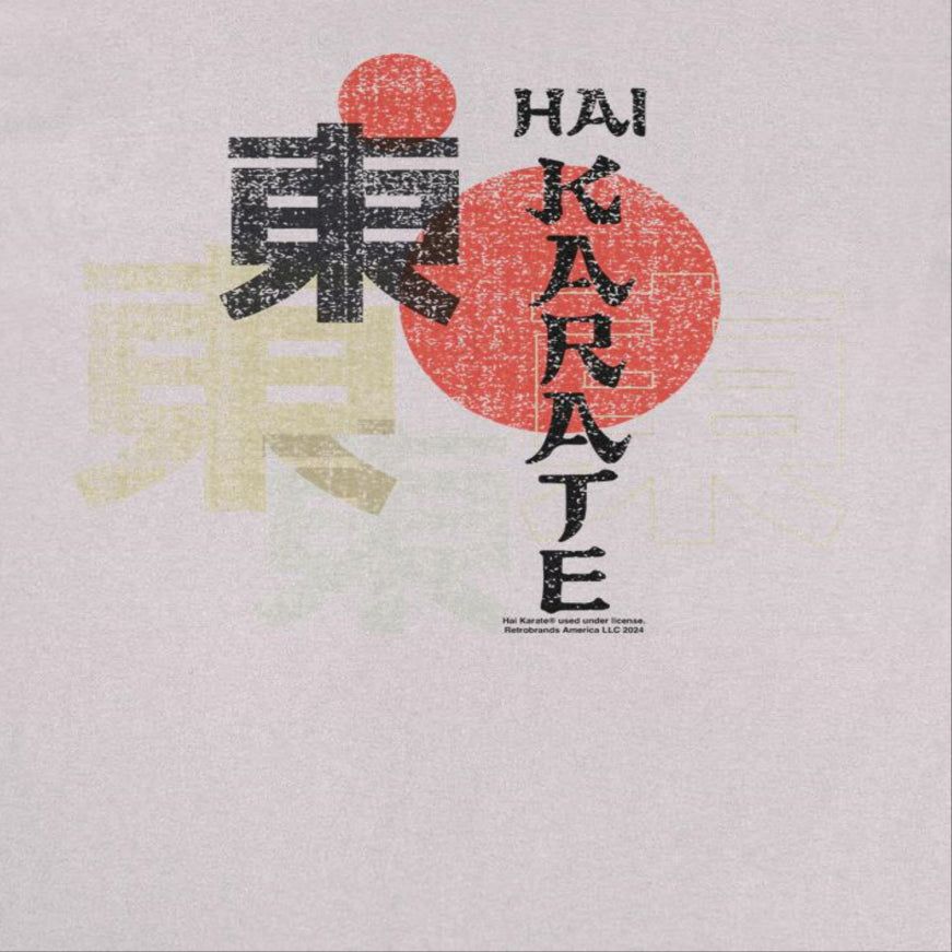 Hai Karate Distressed Logo and Text Retro Aftershave Ice Grey T-Shirt