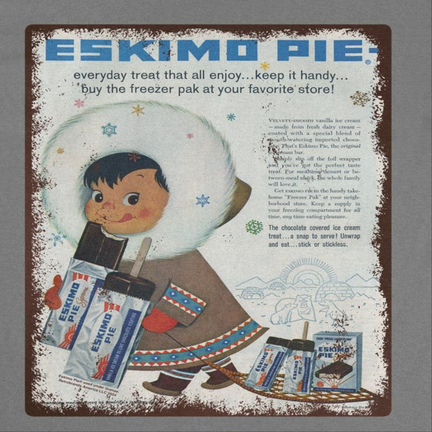Eskimo Pie Vintage Distressed Cartoon Advert Charcoal T-Shirt