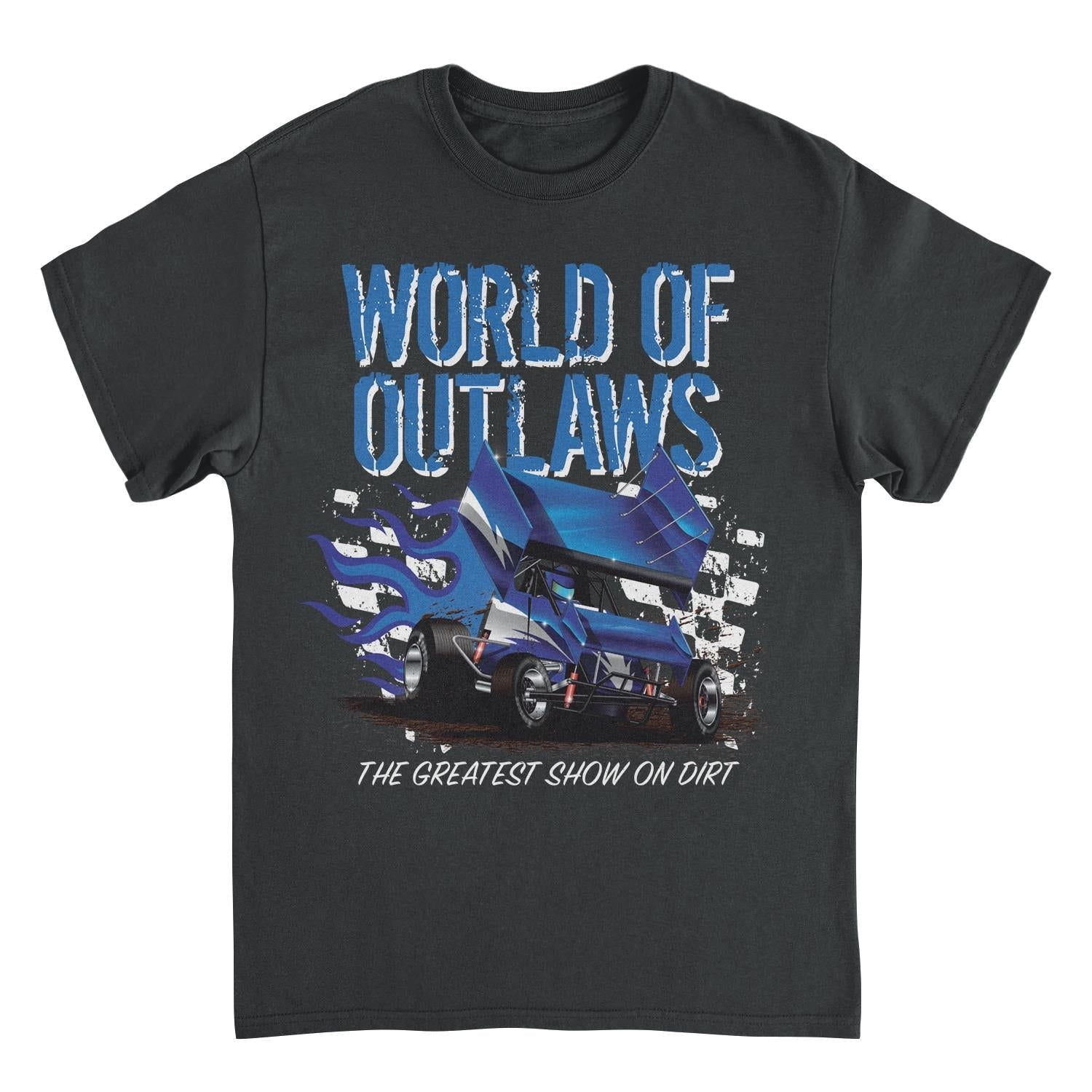 World of Outlaws Blue Fire Black T-Shirt