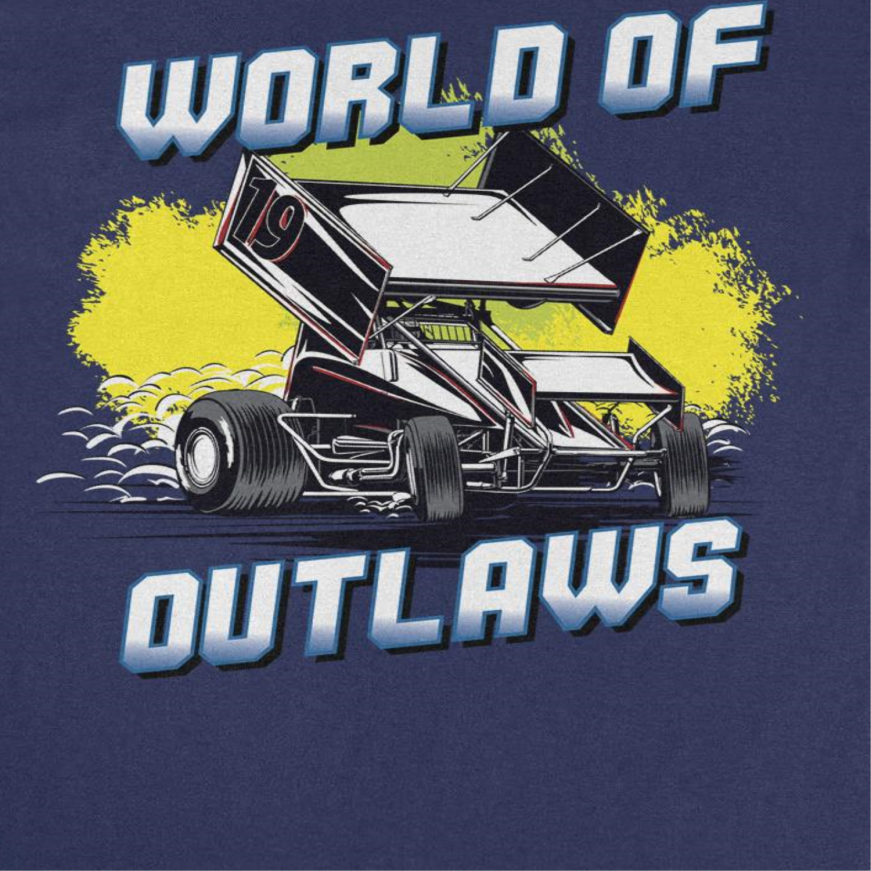 World of Outlaws Yellow Splash Navy T-Shirt