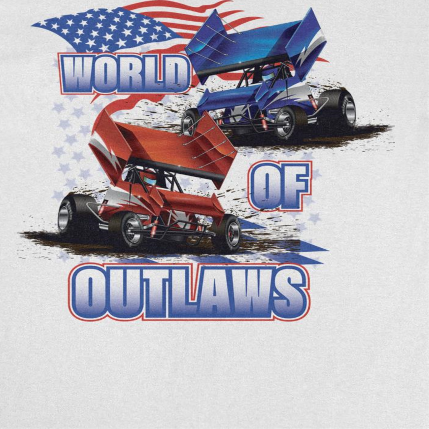 World of Outlaws American Flag White T-Shirt