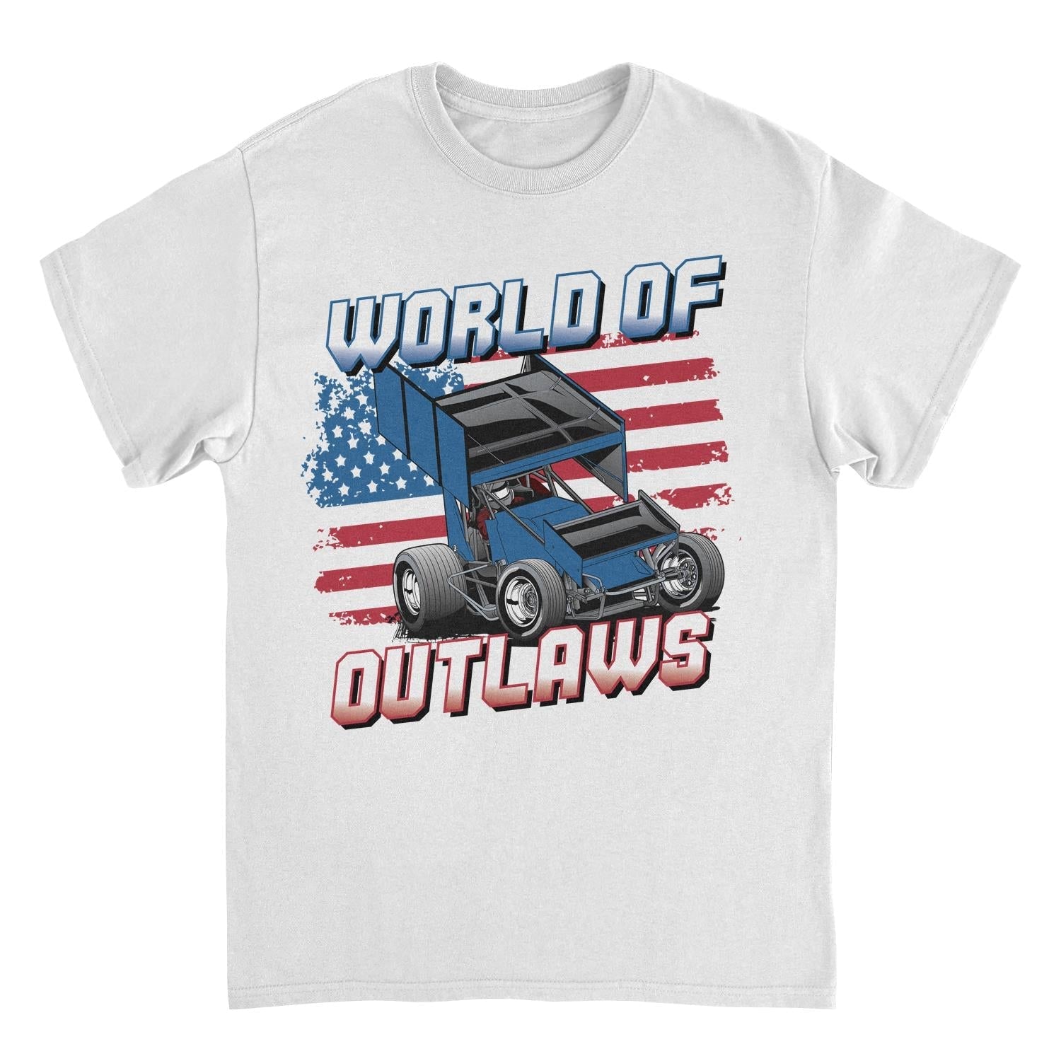 World of Outlaws Gradient American Flag White T-Shirt