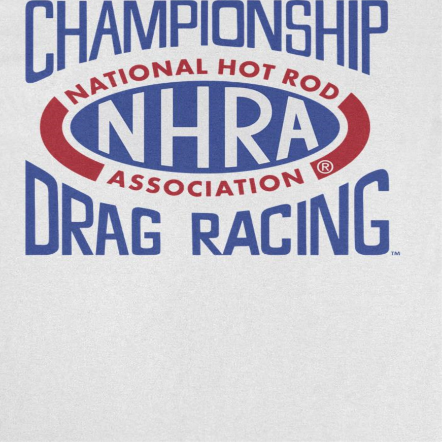 NHRA National Hot Rod Association Drag Racing Red Blue Logo White T-Shirt