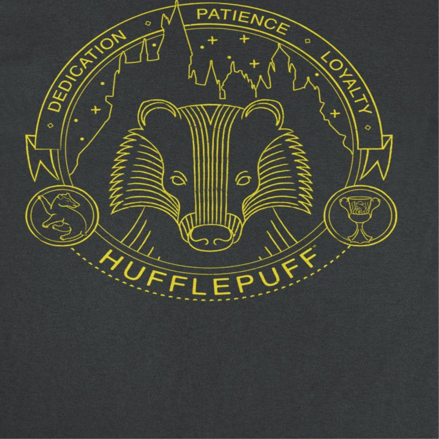 Harry Potter Minimalist Hufflepuff Mascot Outline Black T-Shirt