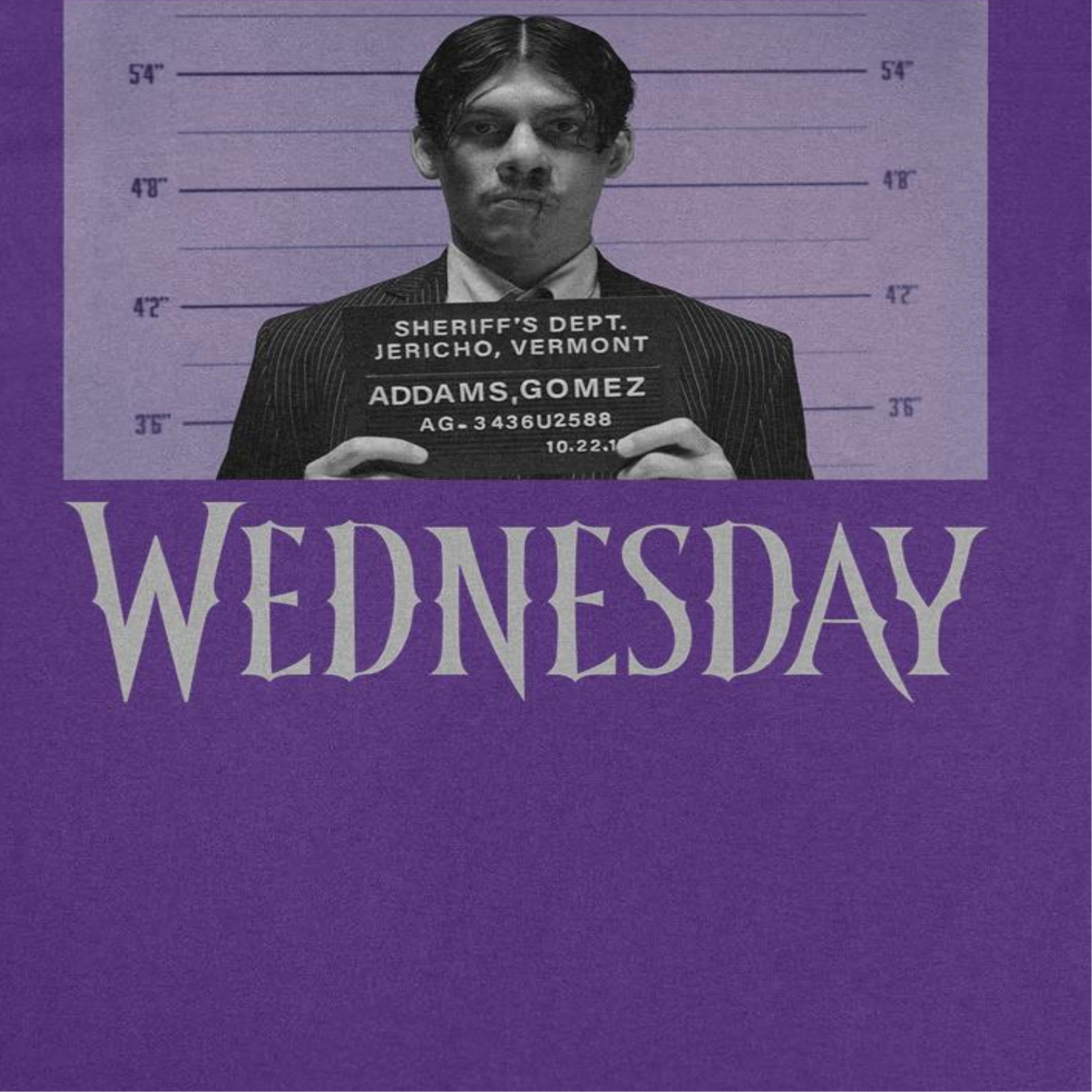 Wednesday Mug Shot Purple T-Shirt