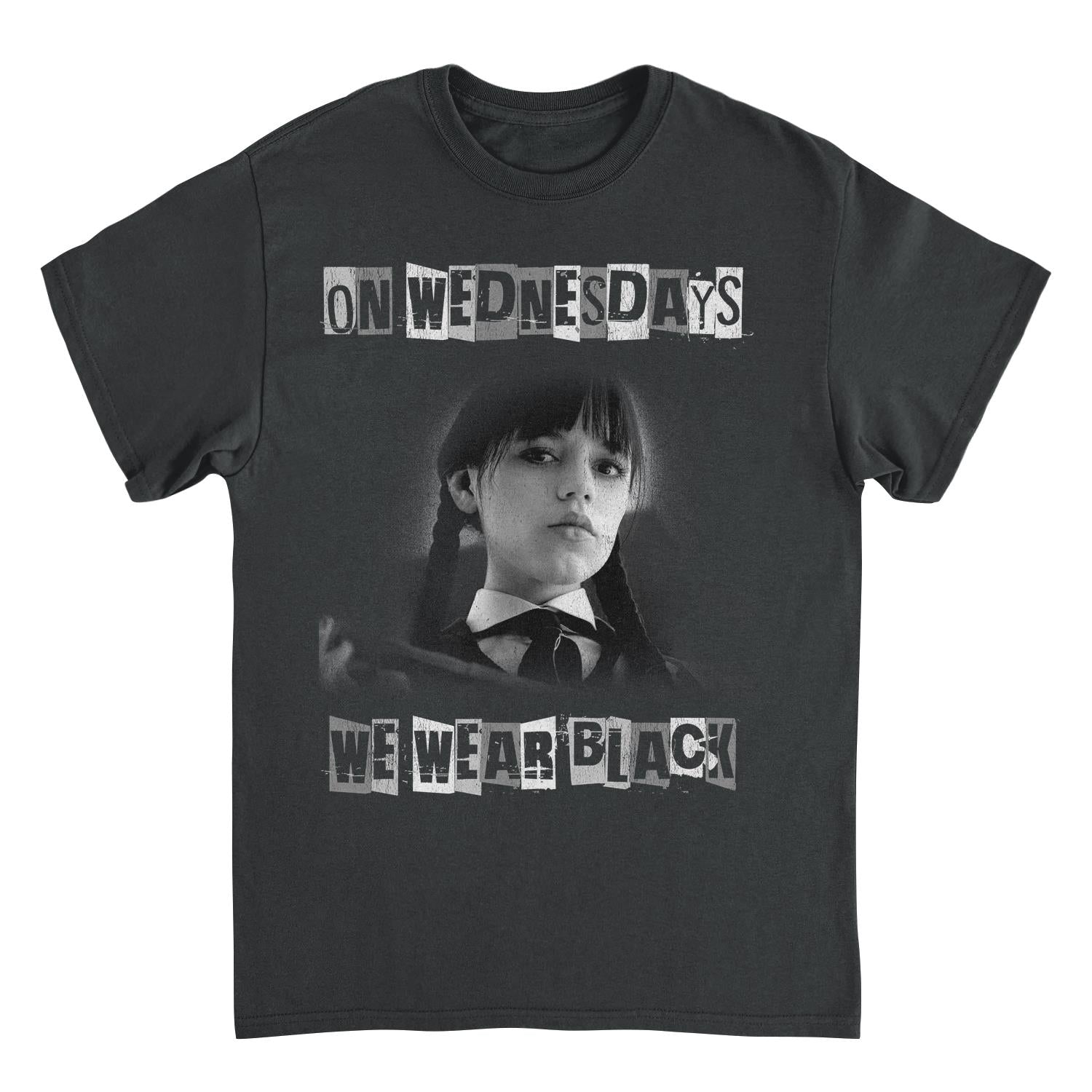 Wednesday Wear Black Distress Black T-Shirt