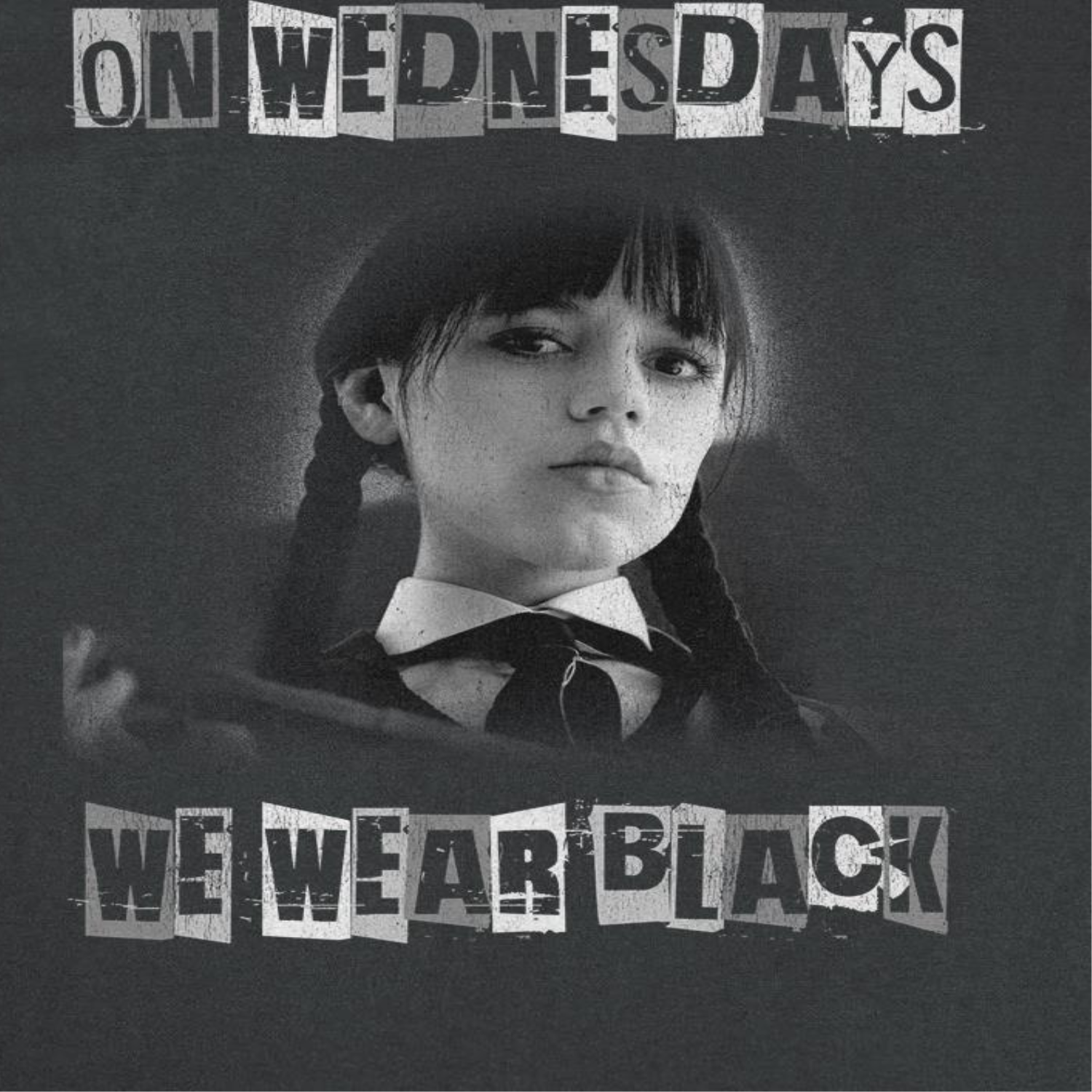 Wednesday Wear Black Distress Black T-Shirt