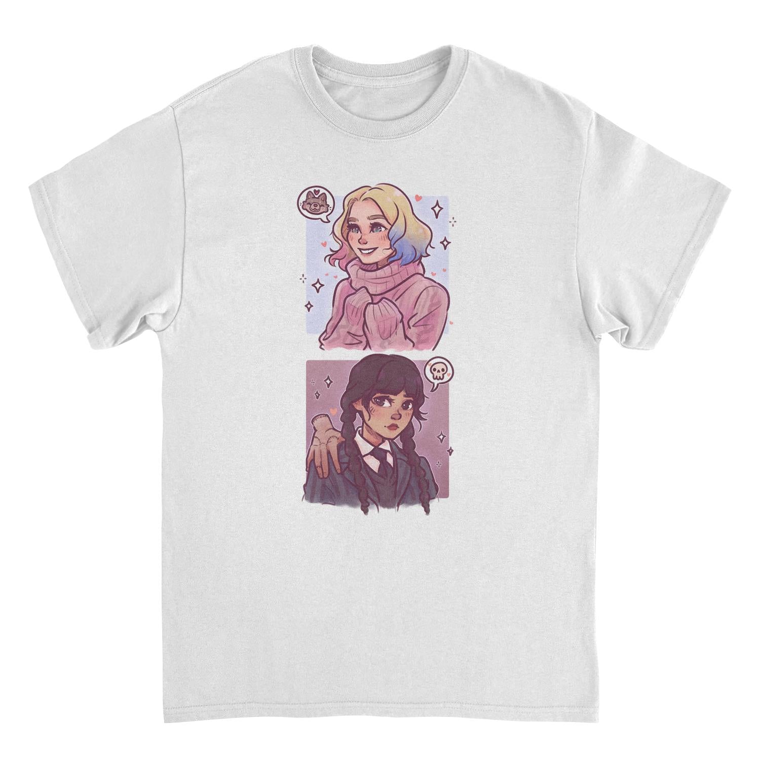 Wednesday Ghouls Stacked White T-Shirt