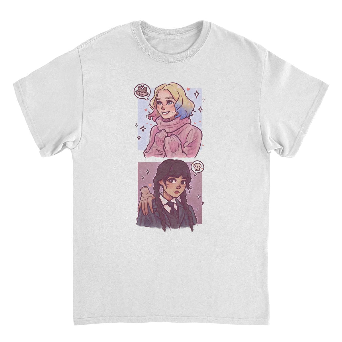 Wednesday Ghouls Stacked White T-Shirt