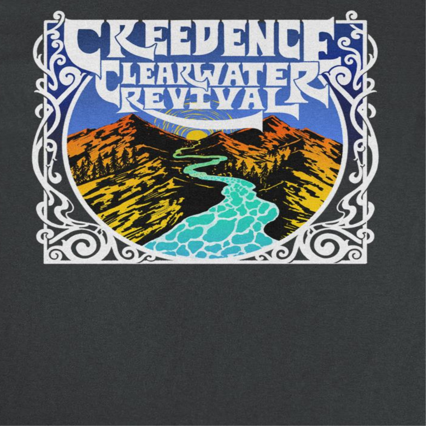 Credence Clearwater Revival Retro Mountains Black T-Shirt