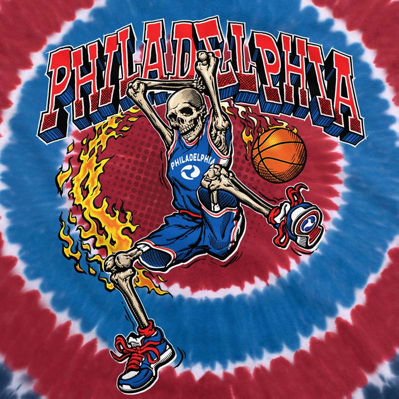 DUNKER BASKETBALL SKELETON T-Shirt, Philadelphia