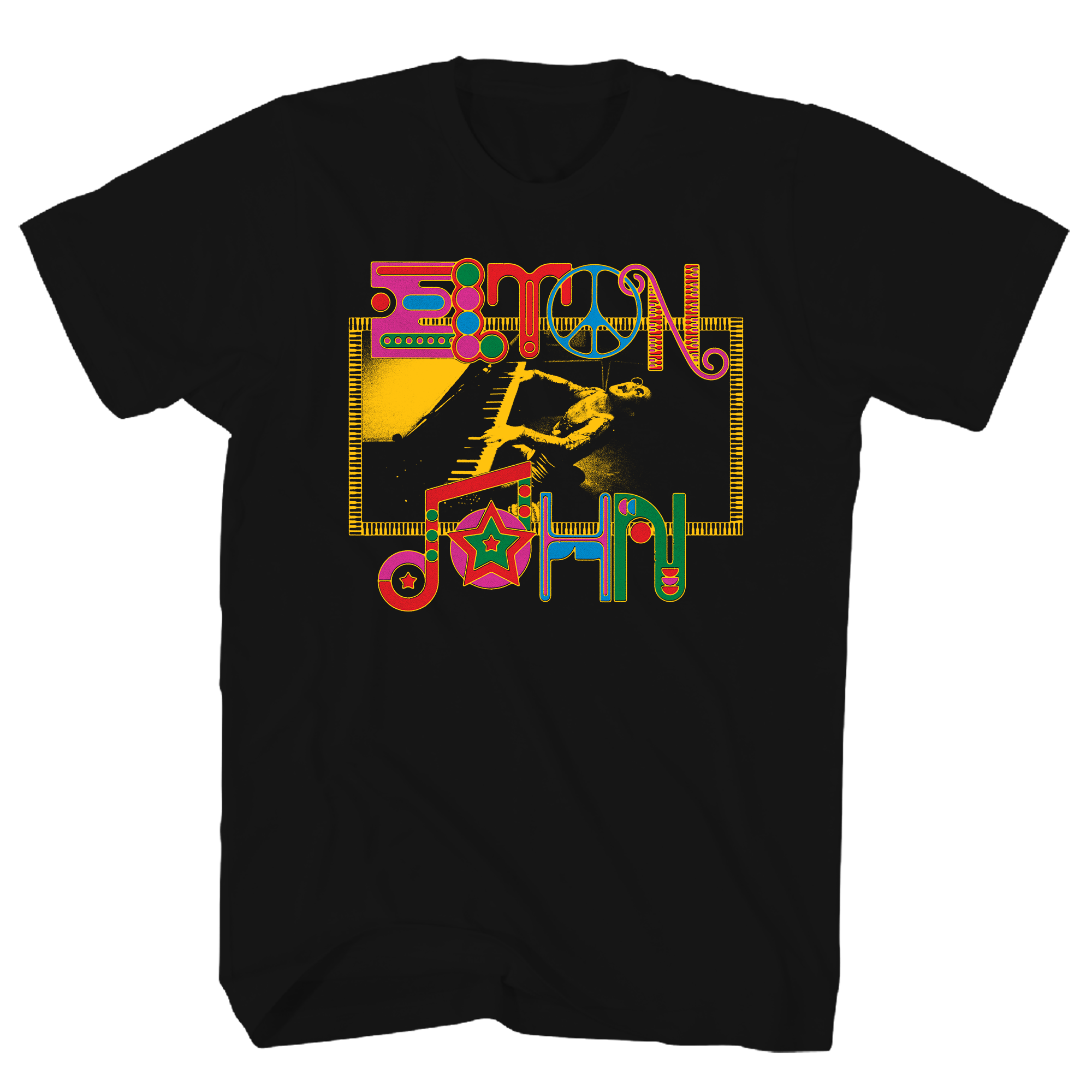 ELTON JOHN T-Shirt, BLACK PIANO