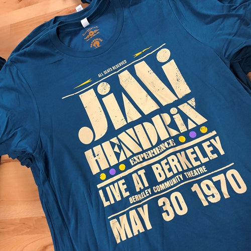 JIMI HENDRIX Superb T-Shirt, Live at Berkeley 1970 Deep Teal