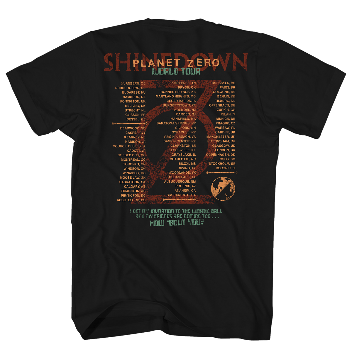 SHINEDOWN T-Shirt, PLANET ZERO WORLD TOUR