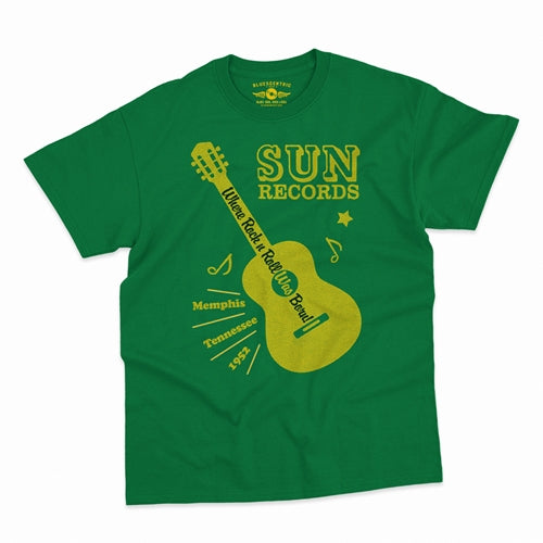 SUN RECORDS Superb T-Shirt, Halftone Guitar Green