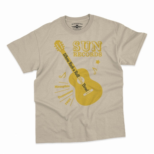 SUN RECORDS Superb T-Shirt, Halftone Guitar Sand