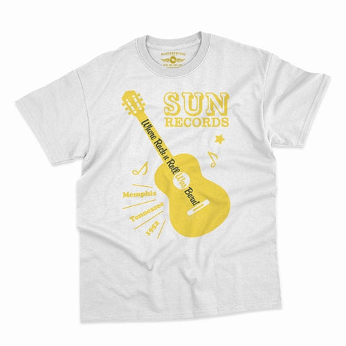 SUN RECORDS Superb T-Shirt, Halftone Guitar White
