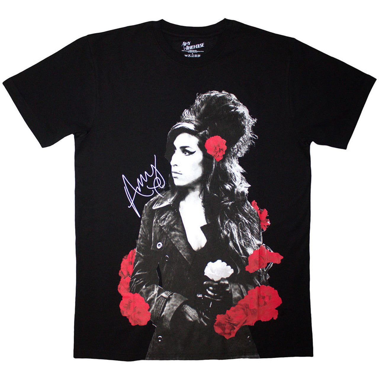 AMY WINEHOUSE Attractive T-Shirt, Rose Portrait