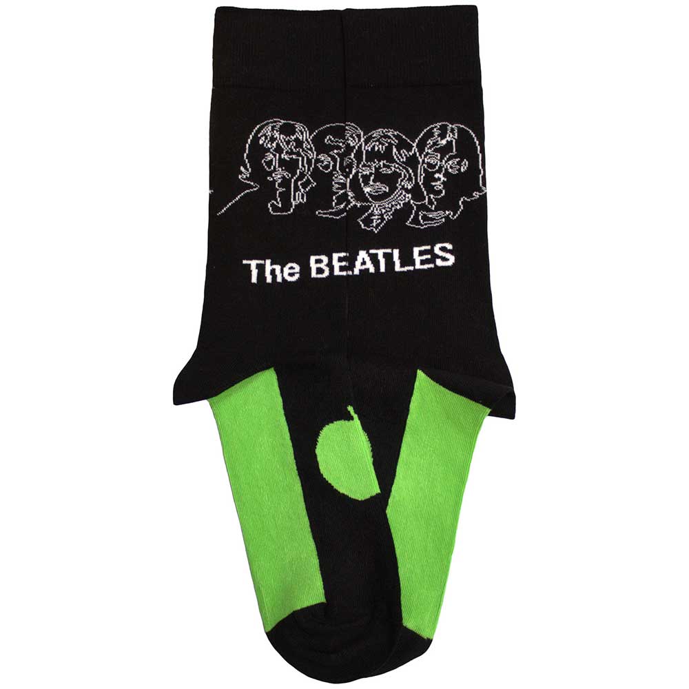 THE BEATLES Unisex Ankle Socks, White Album Faces Outlines & Apple