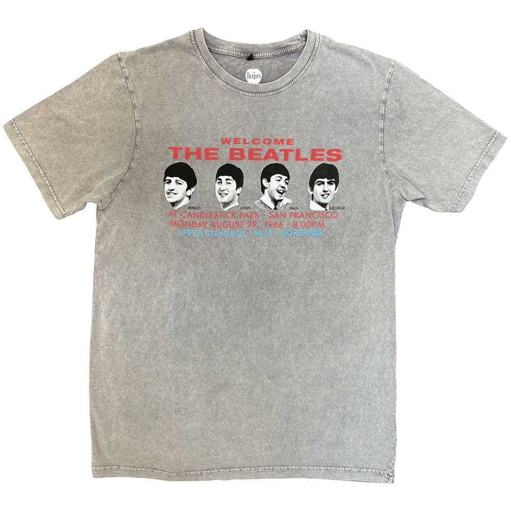 THE BEATLES Stone Wash T-Shirt, Candlestock Park Heads