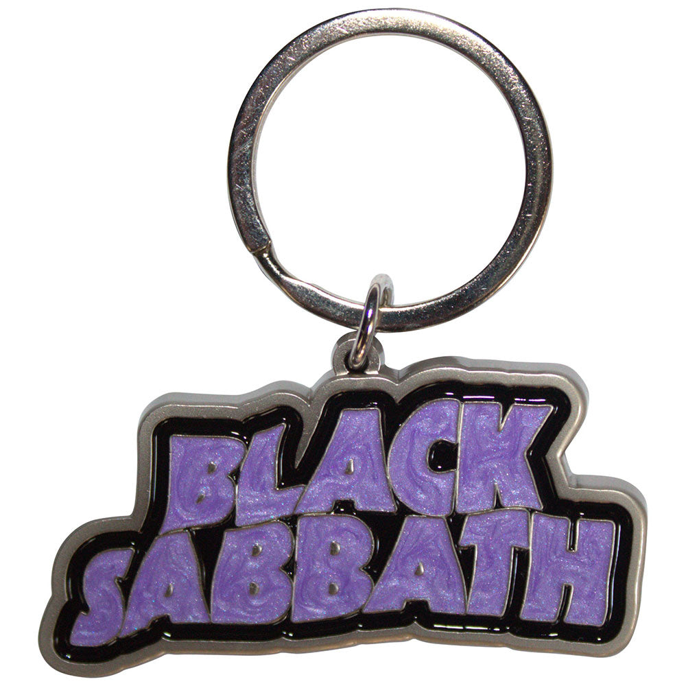 BLACK SABBATH Keychain, Wavy Logo Bordered