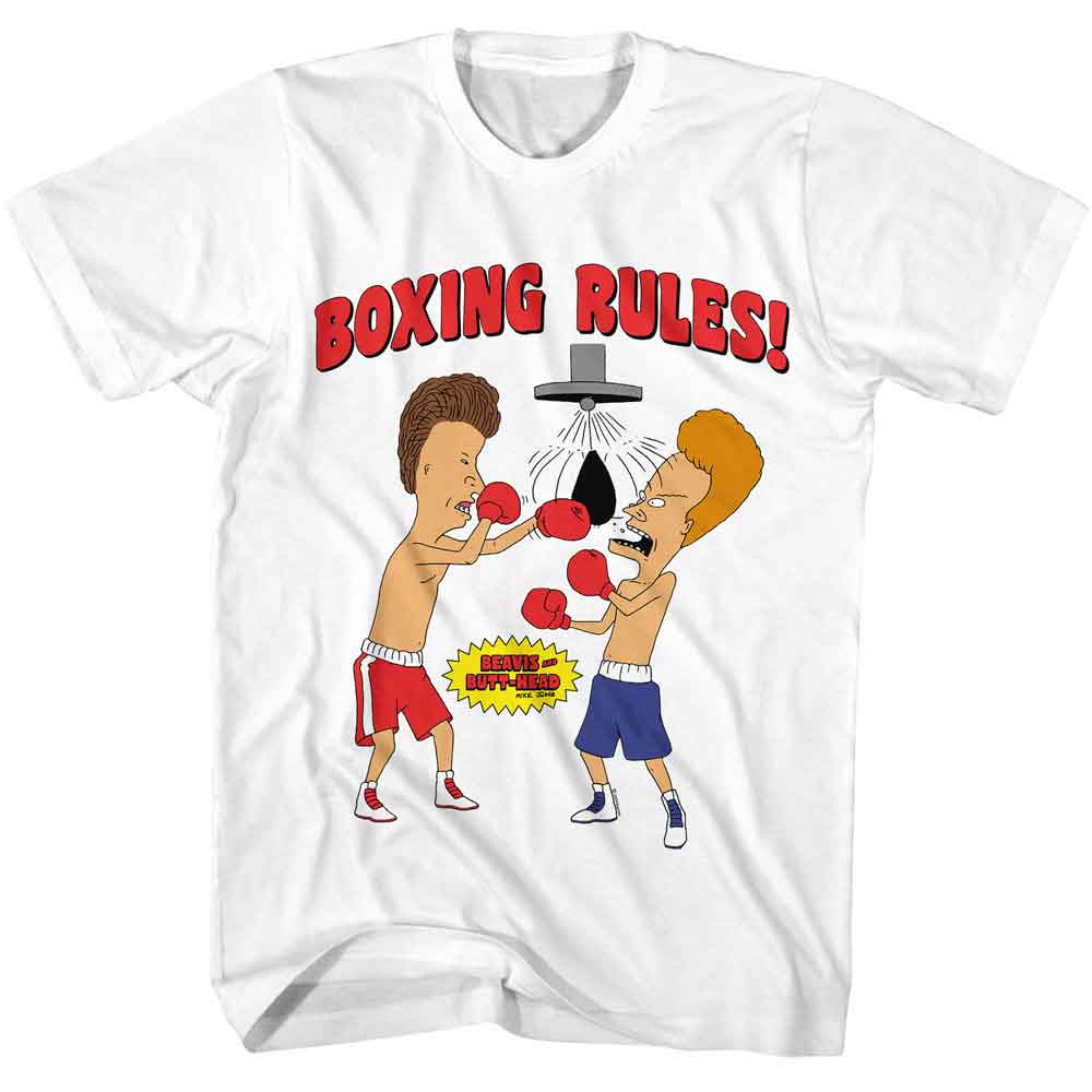 BEAVIS AND BUTTHEAD Eye-Catching T-Shirt, BOXING RULES