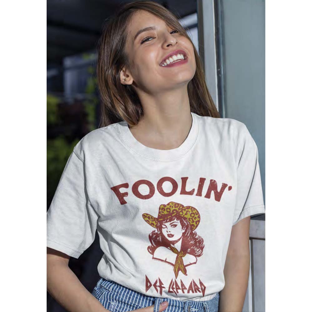DEF LEPPARD Eye-Catching T-Shirt, FOOLIN COWGIRL