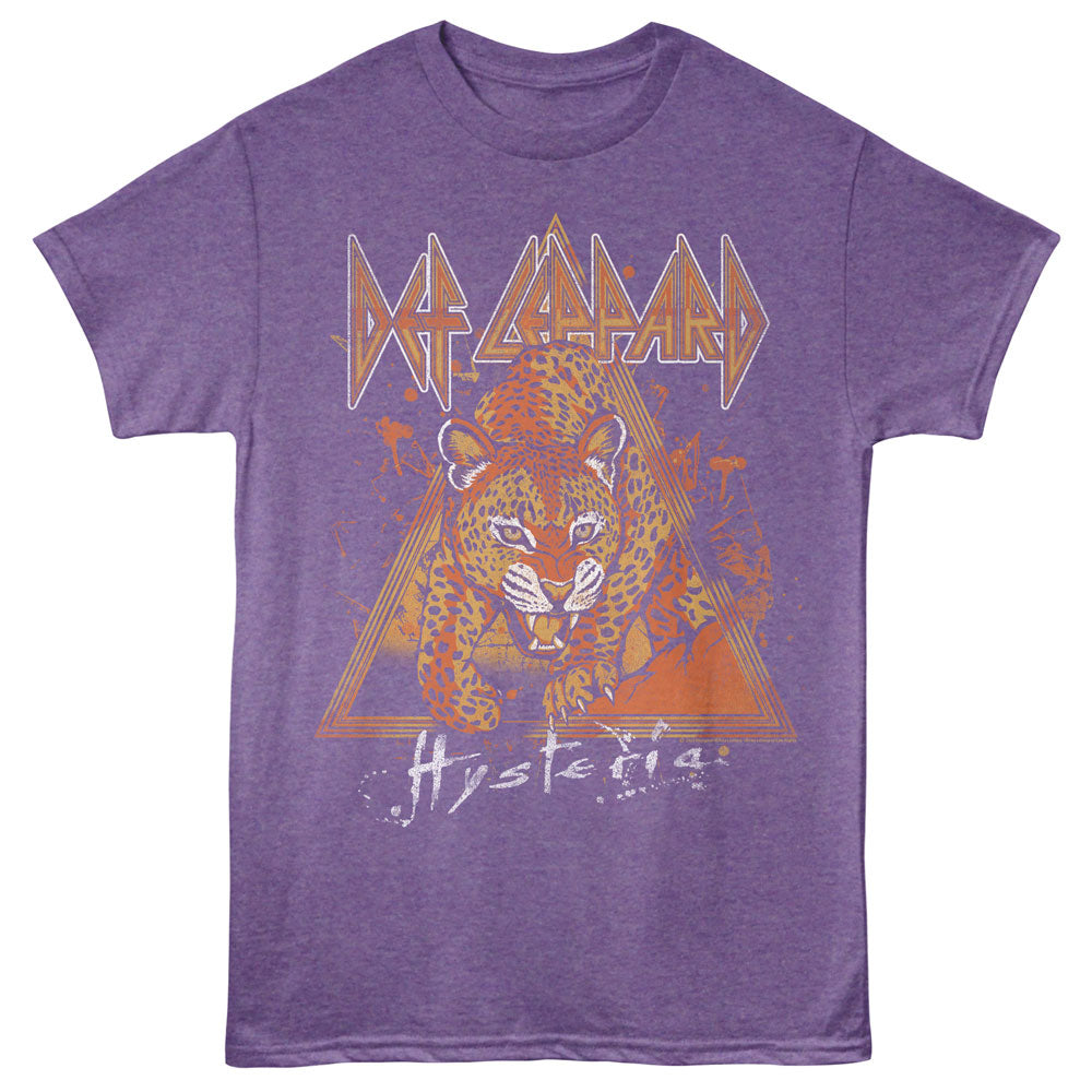 Purple t-shirt with Def Leppard graphic and tiger design on a white background
