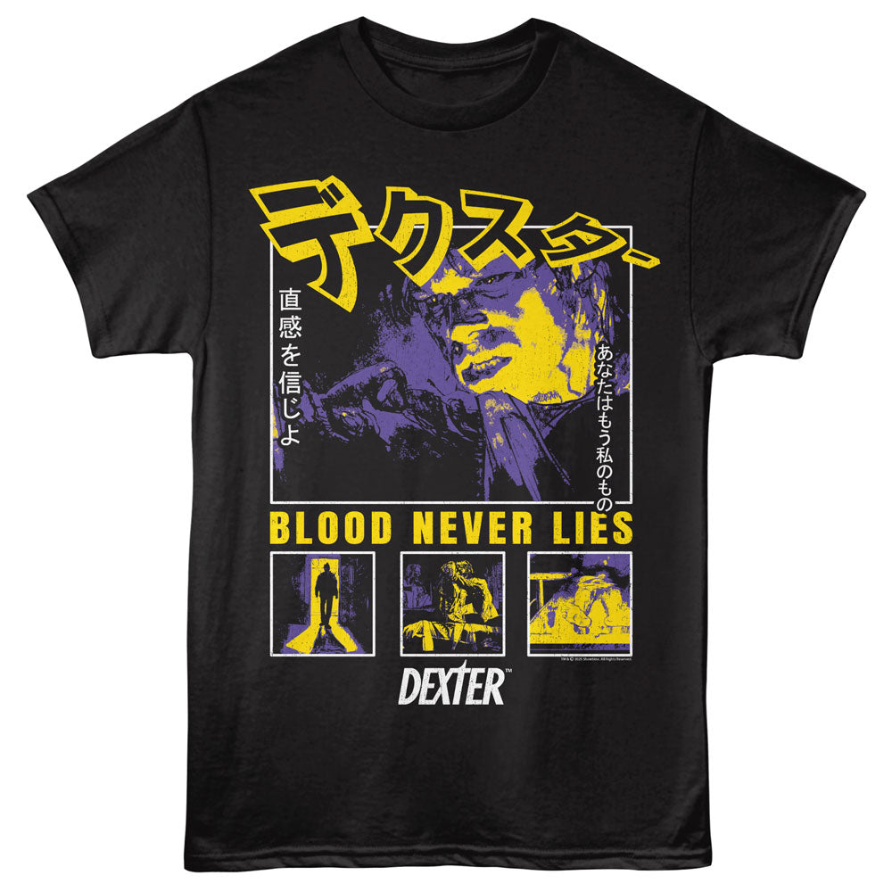 DEXTER Eye-Catching T-Shirt, BLOOD NEVER LIES