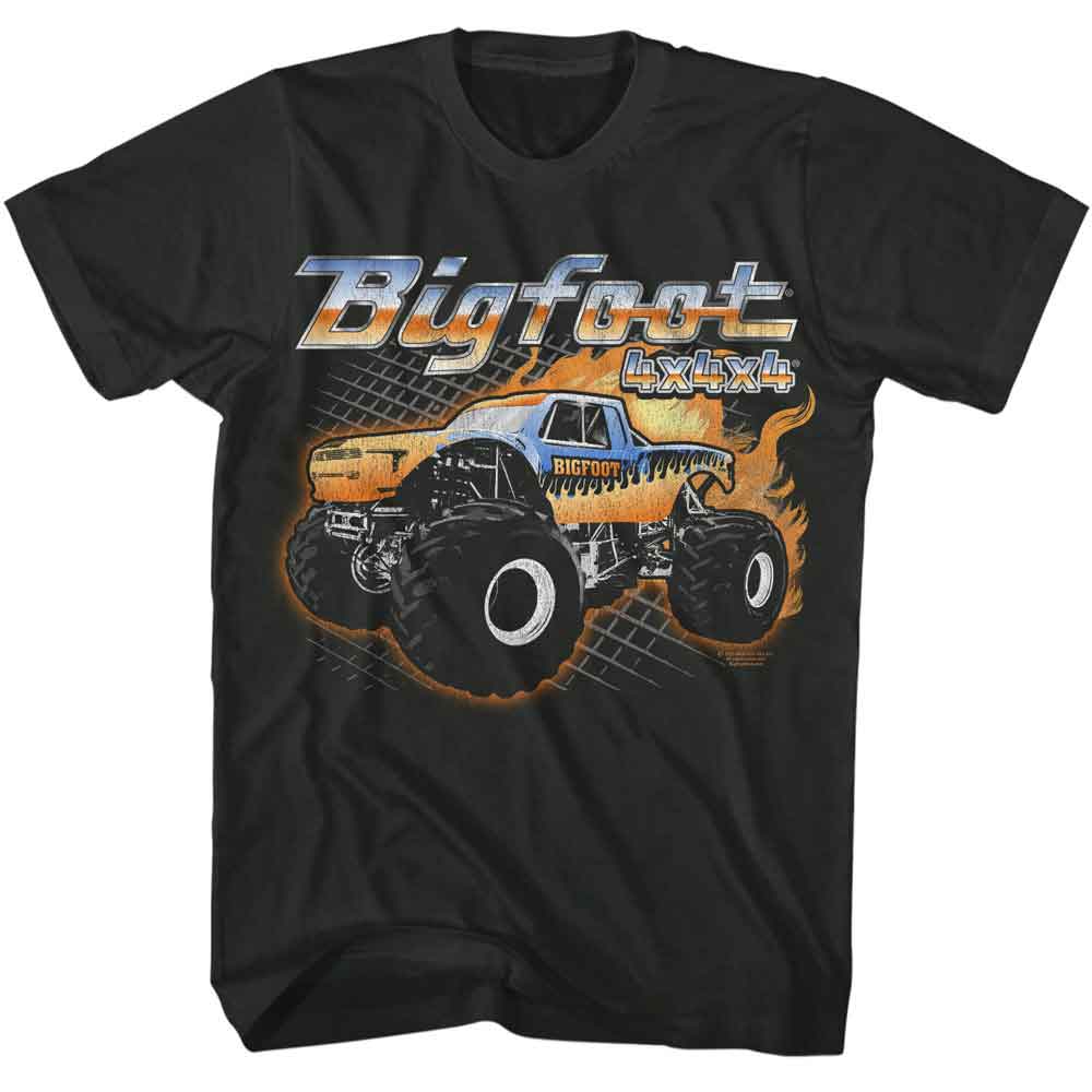BIGFOOT Eye-Catching T-Shirt, TRUCK WITH FLAMES