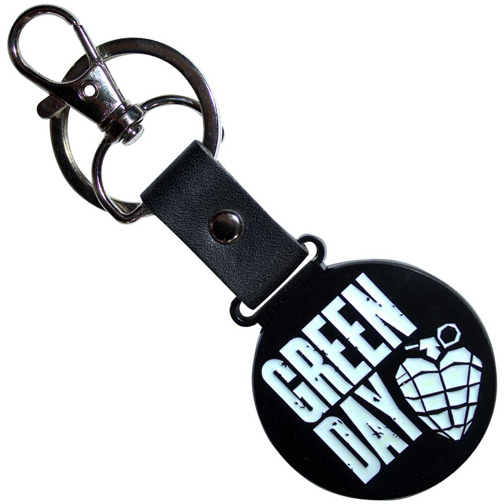 GREEN DAY Keychain, Stacked Logo & Grenade Circle