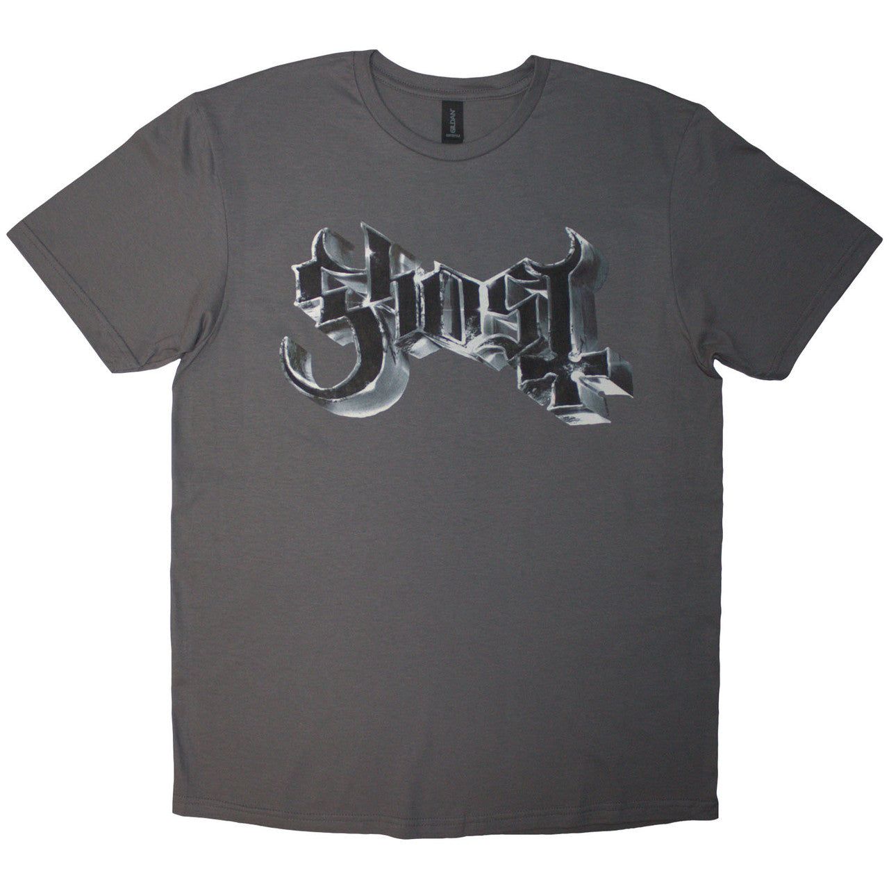 GHOST Attractive T-Shirt, Chrome Logo & Crucifix Outline