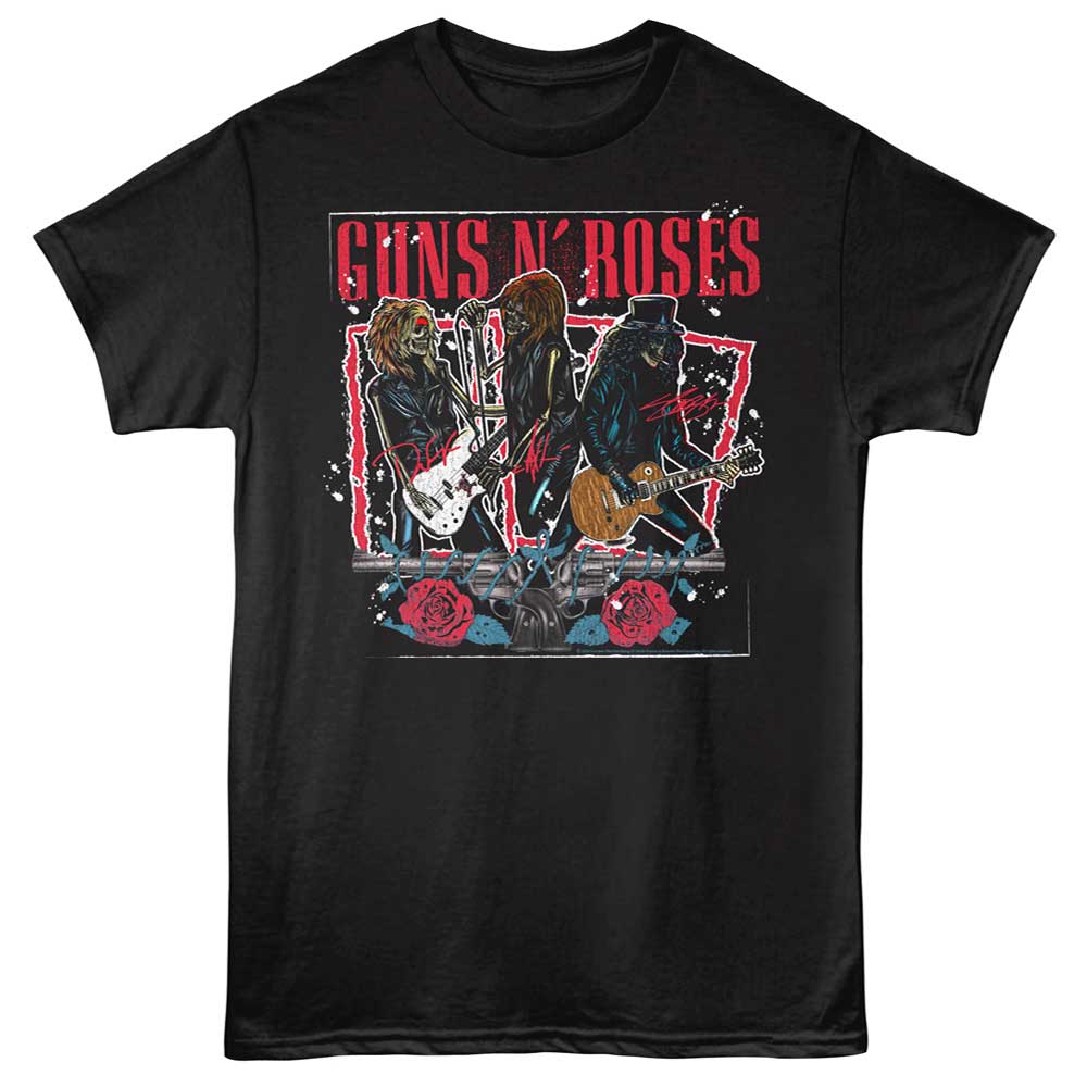GUNS N' ROSES Eye-Catching T-Shirt, SKELETON BAND – Authentic Band