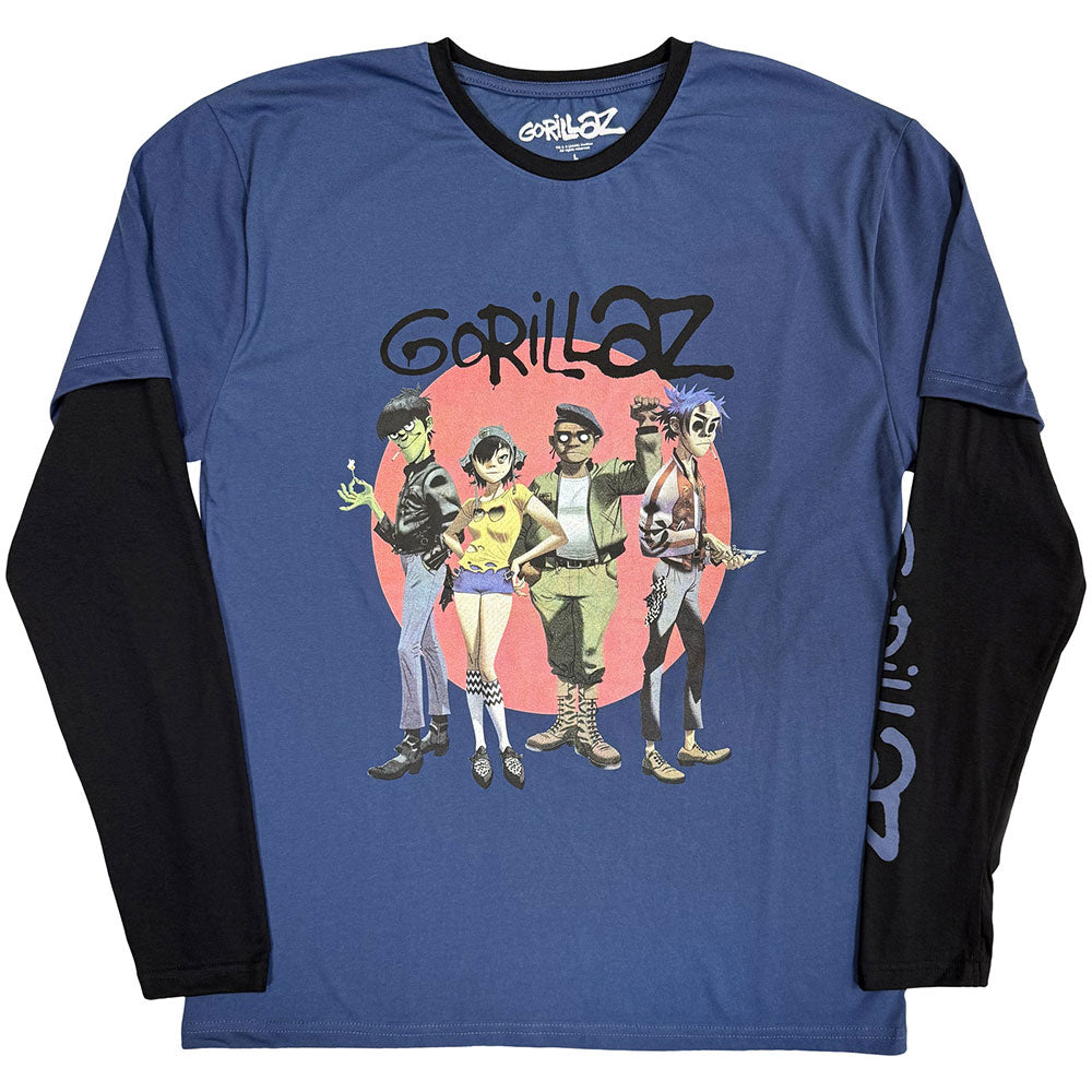 GORILLAZ Long Sleeve T-Shirt, Group Circle Rise