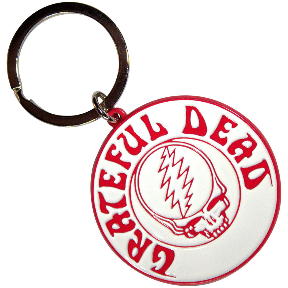 GRATEFUL DEAD Keychain, Steal Your Face Mono Red
