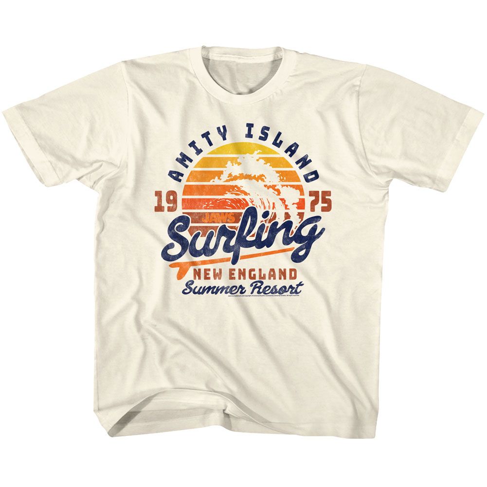 JAWS Eye-Catching T-Shirt, AMITY SURFING