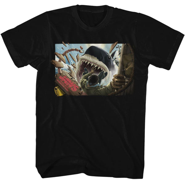 JAWS Eye-Catching T-Shirt, Man Falling In Shark Mouth