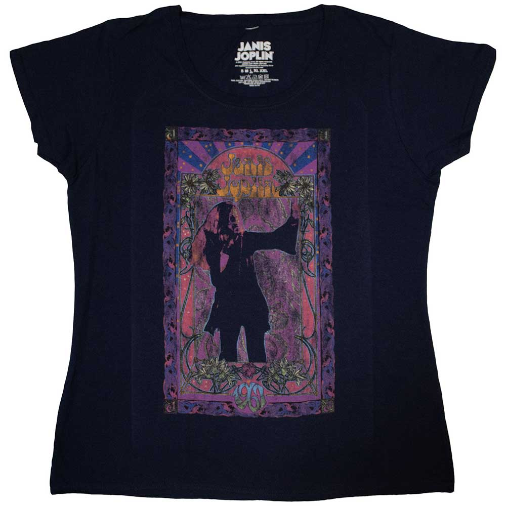 JANIS JOPLIN Attractive T-Shirt, Paisley & Flowers Frame