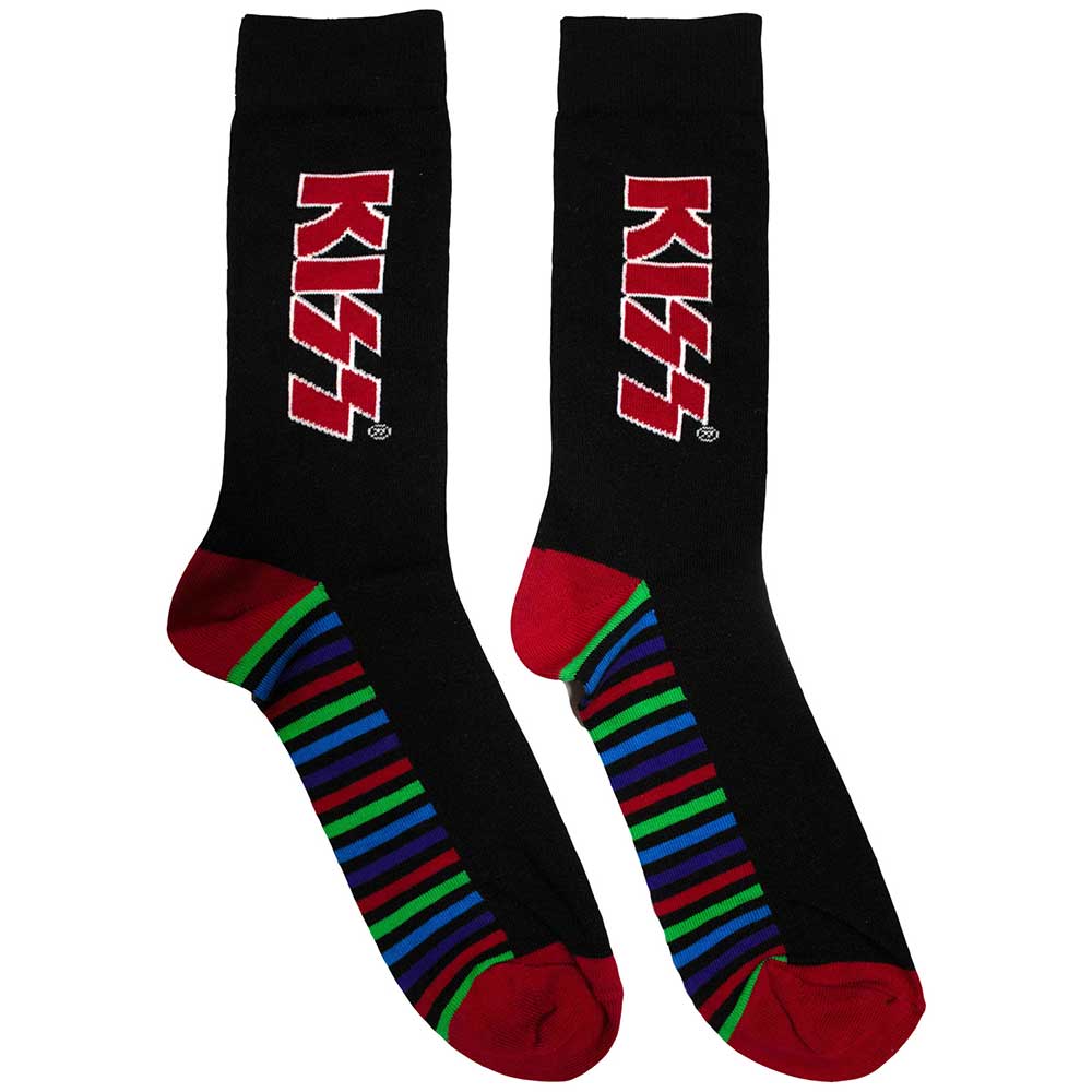 KISS Unisex Ankle Socks, Red Logo & Stripes