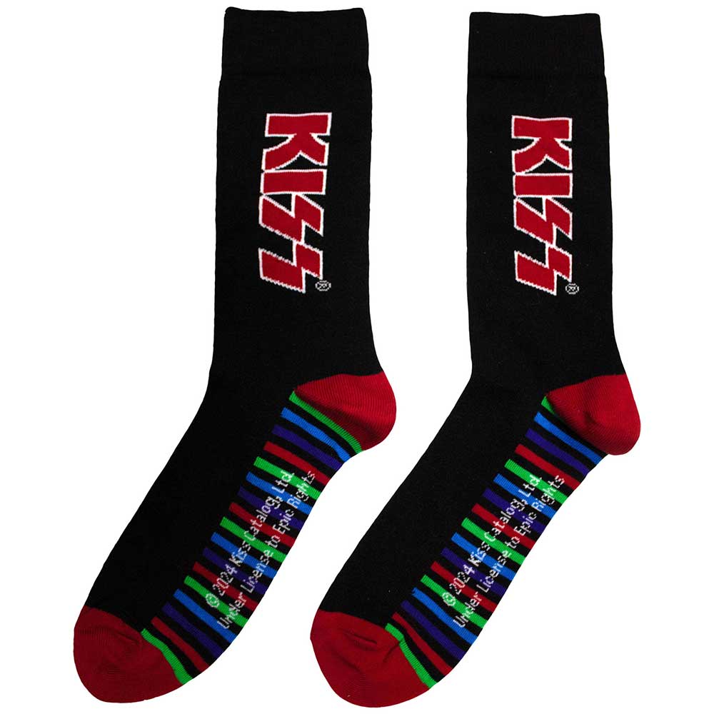 KISS Unisex Ankle Socks, Red Logo & Stripes