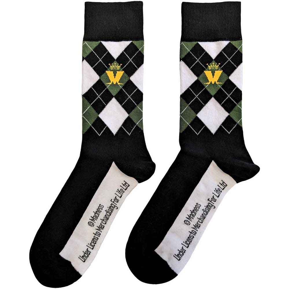 MADNESS Unisex Ankle Socks, Crown & M Green Diamond