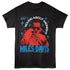 Black t-shirt with Miles Davis graphic design on a white background