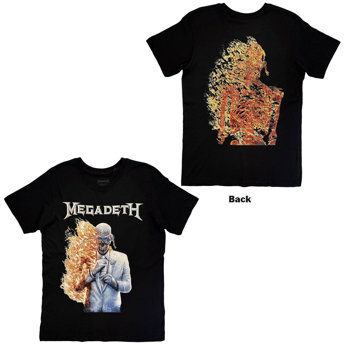 MEGADETH Attractive T-Shirt, White Album Vic Flame