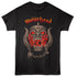Black t-shirt with Motorhead logo featuring a skull and crossbones design on a white background
