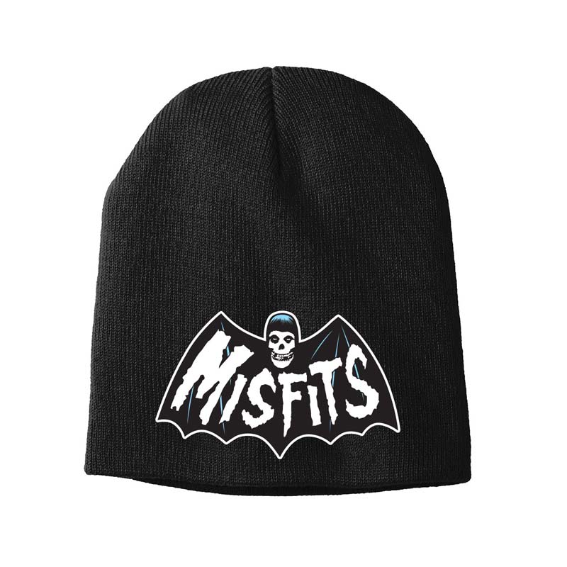 A black beanie hat with the Misfits &